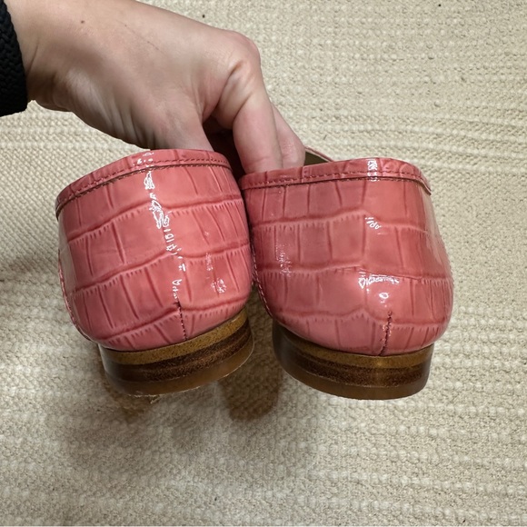 SAM EDELMAN pink croc embossed leather Loraine loafers 10 - Picture 5 of 9